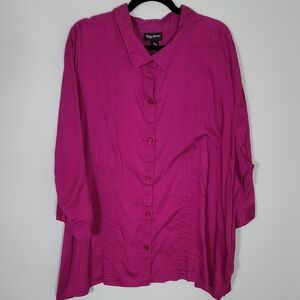 Maggie Barnes Womens Button Up Shirt Size 5X Purple Long Sleeve Collar